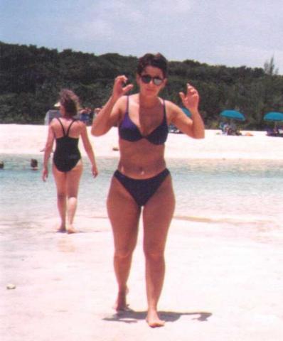 Darlene coming out of the lagoon