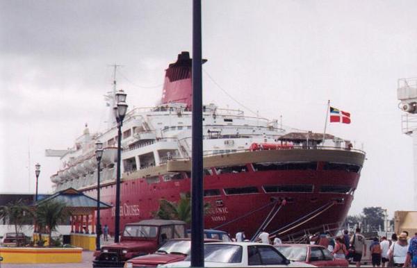 The Big Red Boat at port in Nassau